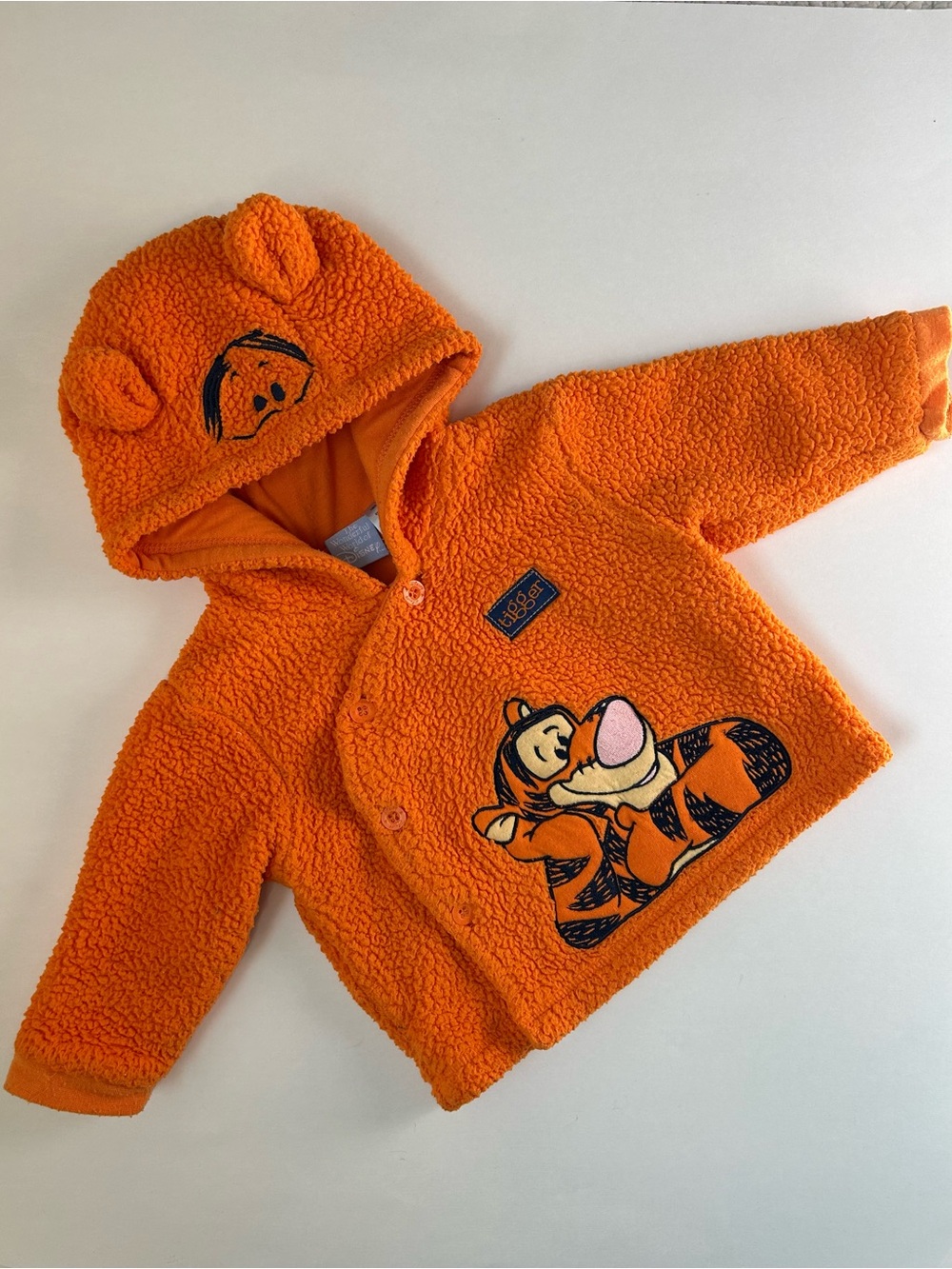 Vintage Disney Tigger Orange Soft Teddy Hoodie Jacket for Kids
